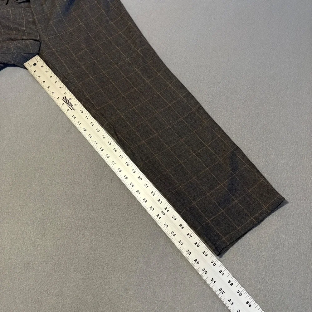 Ralph‎ Lauren Dress Pants Mens 36Wx30L Gray Windowpane Wool Trousers Canada Made